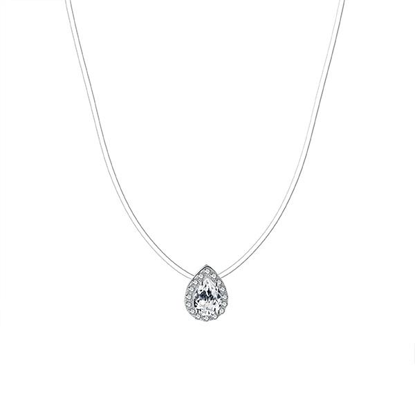 Spellbound Sterling Silver Pear Halo Necklace