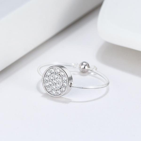 Spellbound Sterling Silver Pave Disc Ring