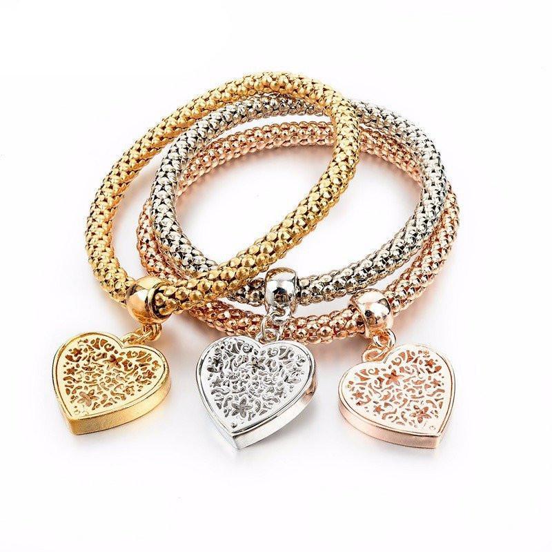 Heart Charm Bracelets with Austrian Crystals