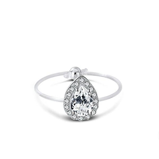 Spellbound Sterling Silver Pear Cut Halo Ring