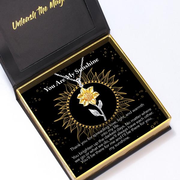 Golden Sunflower Sterling Silver Pendant Necklace Gift Set