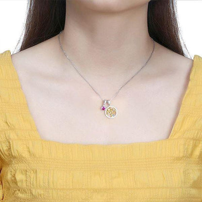 Tree of Life Rainbow Crystal Mini Pendant Necklace