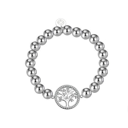 Tree of Life Silver CZ Beaded Bracelet