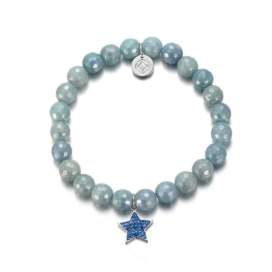 Mystic Blue Star Beaded Charm Bracelet