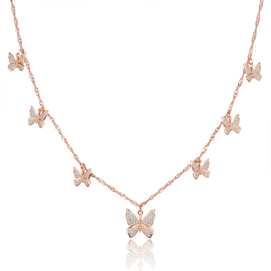 2 Sets of Brilliant Butterfly Choker Necklace