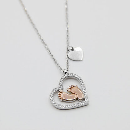 Grandma To Be - Baby Feet Heart Pendant Necklace