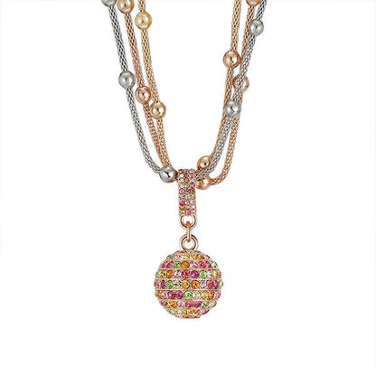 Tropic Crystals Gold Ball Pendant Necklace