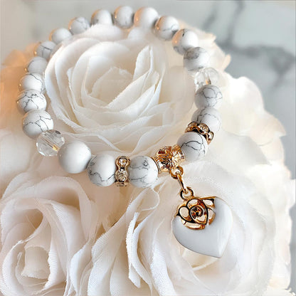 White Rose Beaded Bracelet