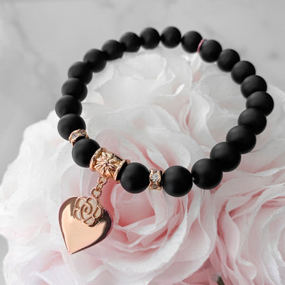 Black Rose Beaded Bracelet