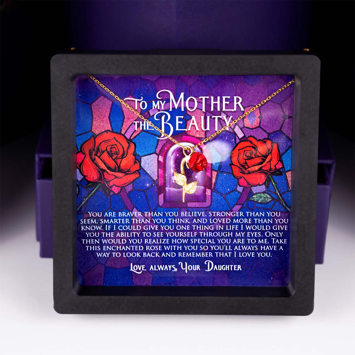 Enchantment Gift Box - To My Mother The Beauty - Red Rose Necklace Gift Set