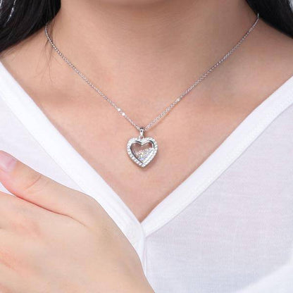 To My Wife, I Choose You - Shimmering Heart Aurora Crystal Necklace Gift Set