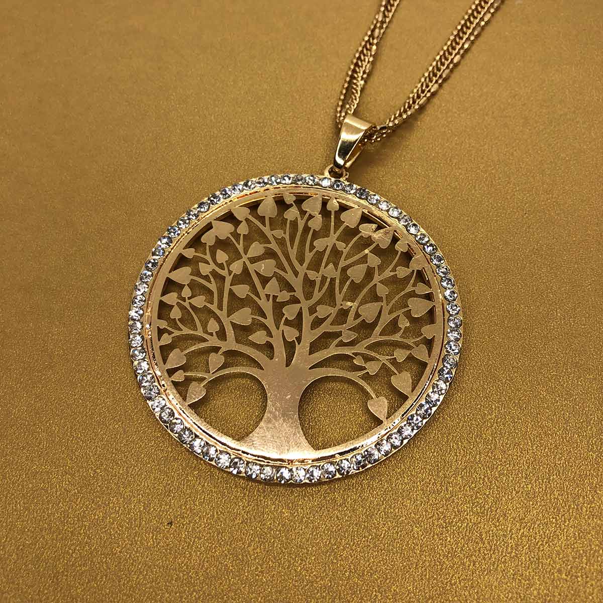 3 Sets of Tree of Life - Pendant Necklace With Rhinestones