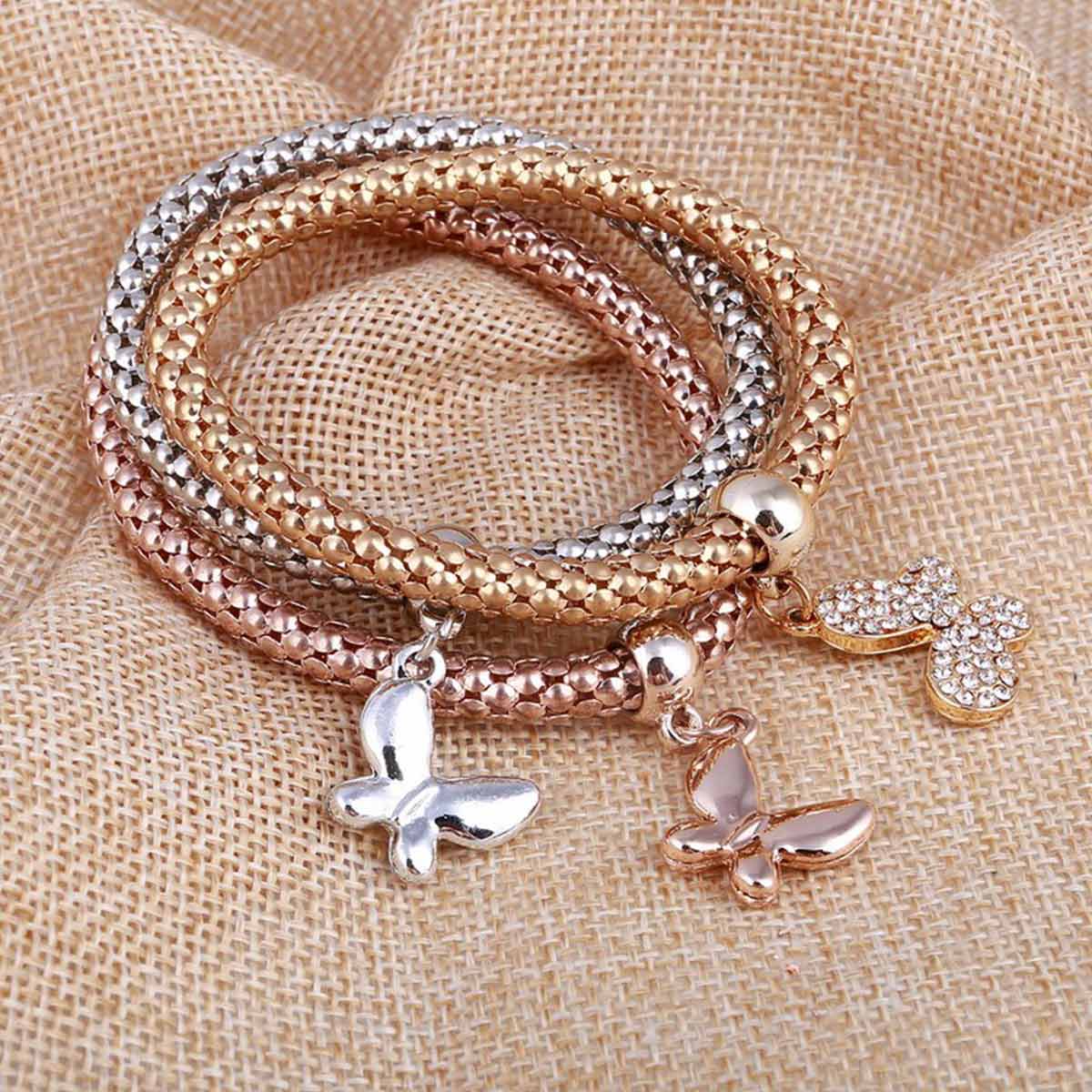 Magic in a Box - 2 Solid Butterfly Charm Bracelets Gift Sets