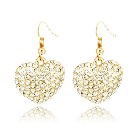 Crystal Studded Heart Drop Earrings