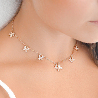 2 Sets of Brilliant Butterfly Choker Necklace