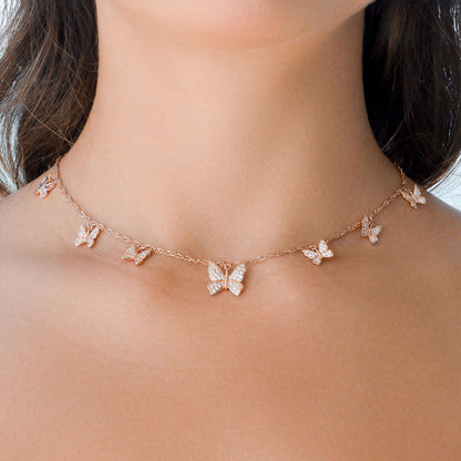 2 Sets of Brilliant Butterfly Choker Necklace