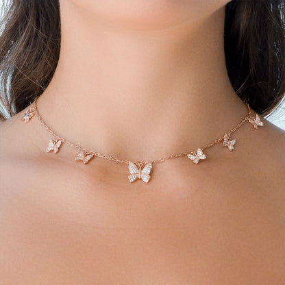 3 Sets of Brilliant Butterfly Choker Necklace