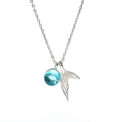 Mermaid's Tail Blue Crystal Necklace