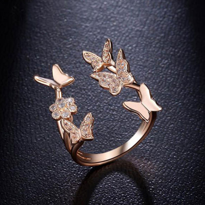 Free Spirit Rose Gold Butterfly Ring & Necklace