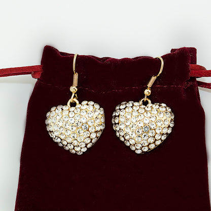 Crystal Studded Heart Drop Earrings