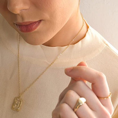 Golden Goddess Rectangle Initial Pendant Necklace