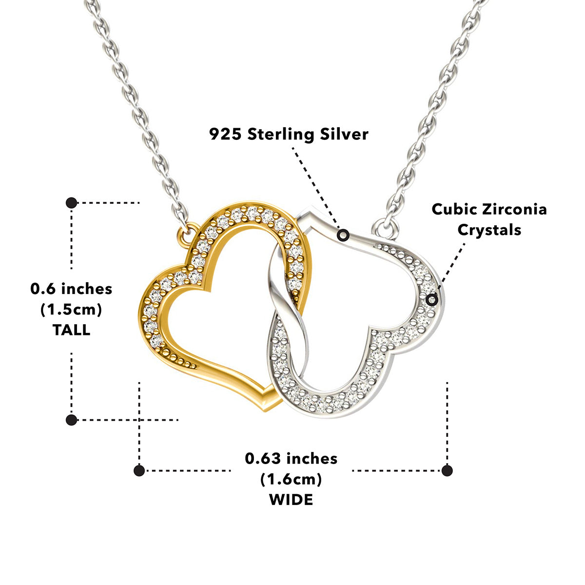 To My Beautiful Fiancée (Holiday Card) - Joined Hearts Two Tone Silver Necklace Gift Set