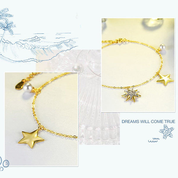 Golden Starfish Charm Bracelet