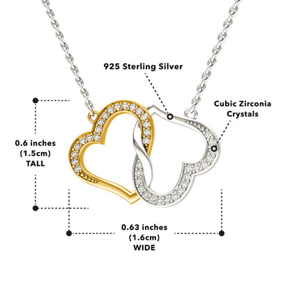 To My Girlfriend (Holiday Card) - Joined Hearts Two Tone Silver Necklace Gift Set