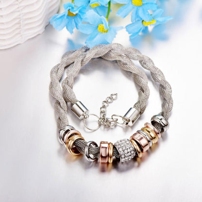 Entwined Silver Metal Bracelet Necklace Bundle Offer