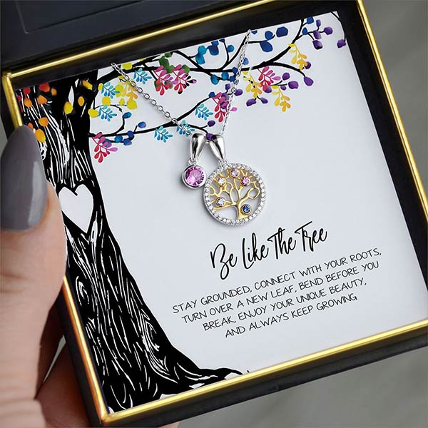 Be Like The Tree Tree of Life Rainbow Mini Crystal Necklace Gift Set