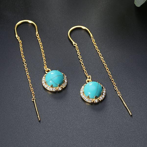 Golden Strand Turquoise Earrings