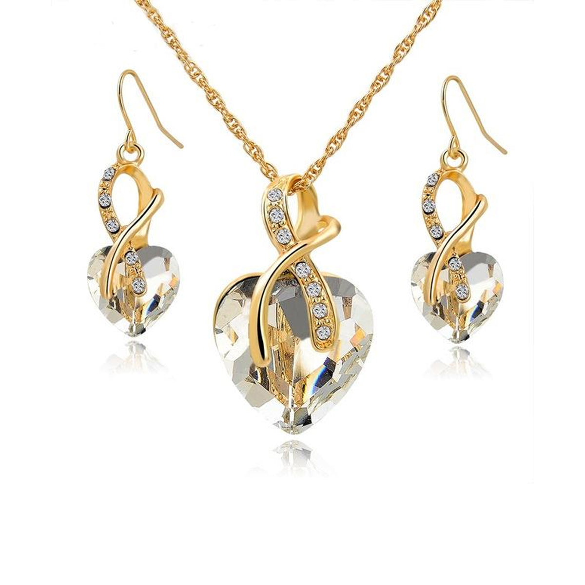 2 Sets of Wishful Heart Necklace and Earring Sets