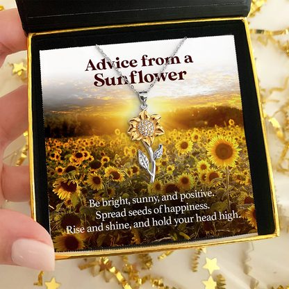 Advice From A Sunflower - Golden Sunflower Pendant Necklace Gift Set