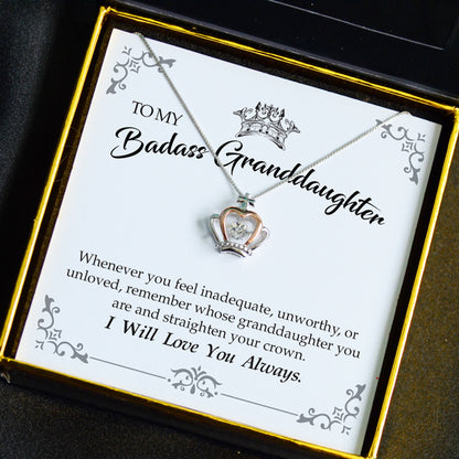 To My Badass Granddaughter - Luxe Crown Necklace Gift Set