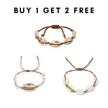 BUY 1 GET 2 FREE - Golden Seashells Bracelets Stack