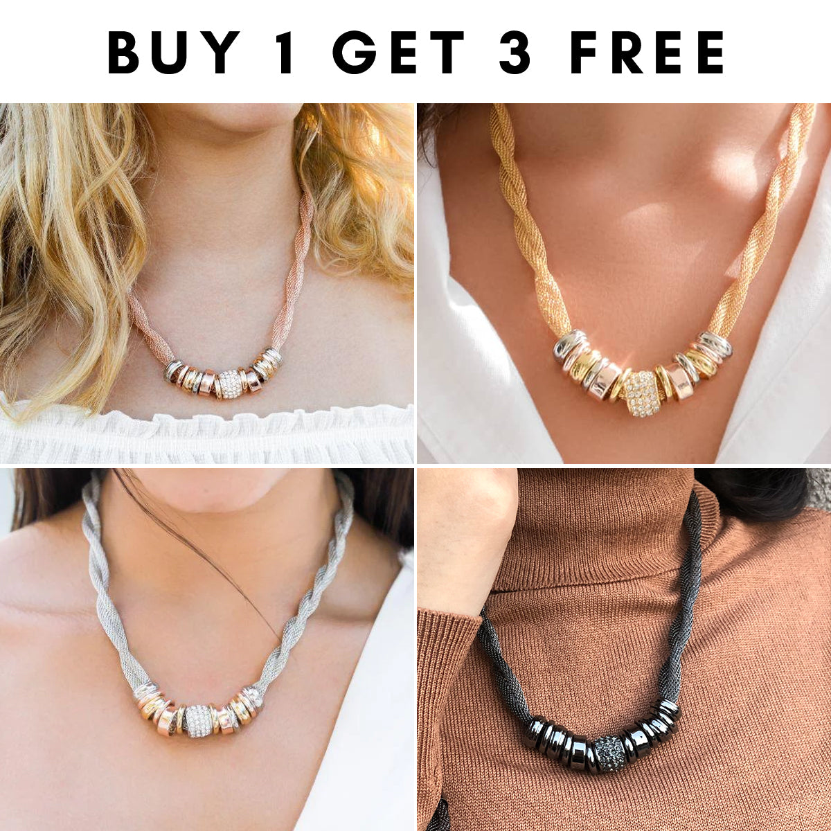 BUY 1 GET 3 FREE - Entwined Metal Necklaces