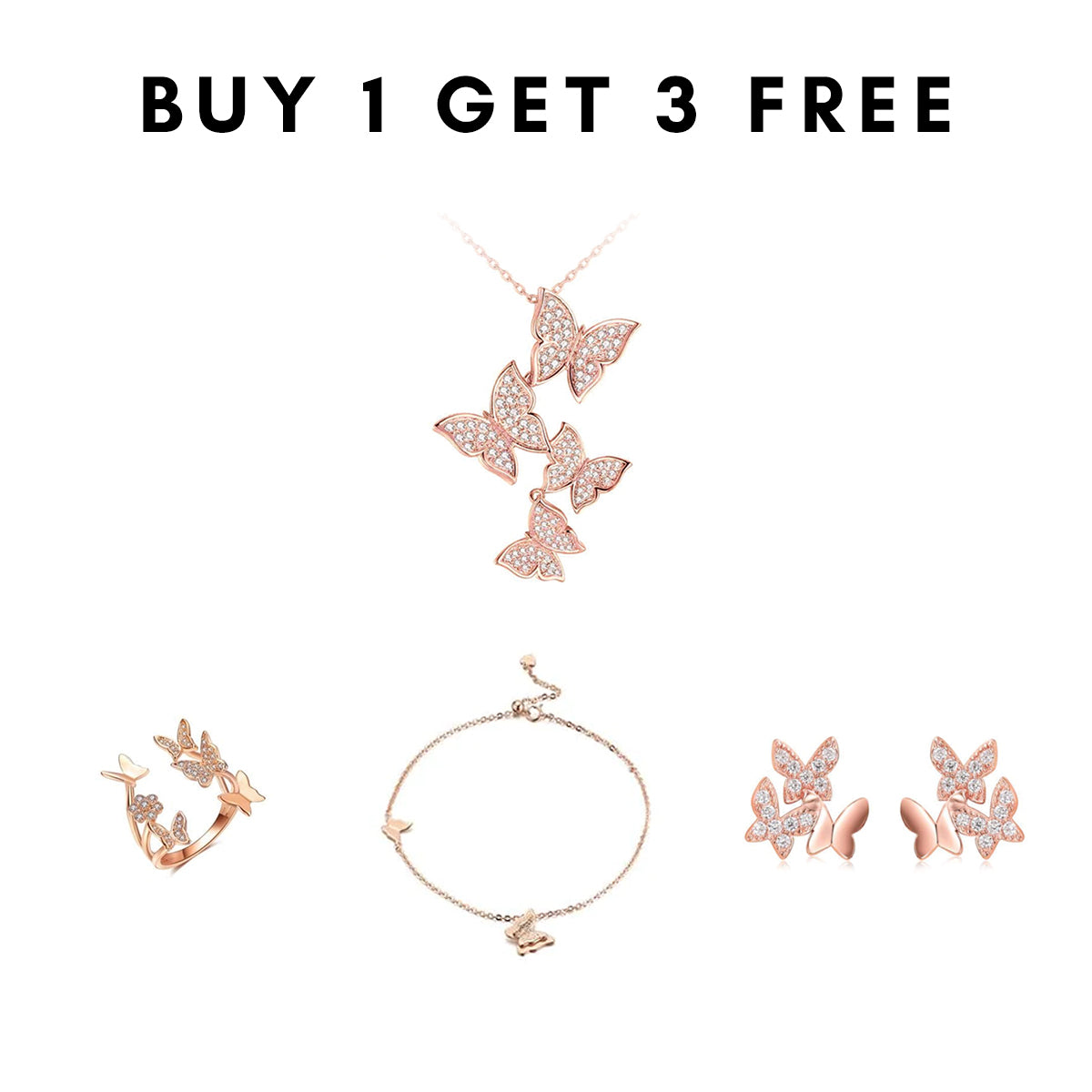 BUY 1 GET 3 FREE - Free Spirit Rose Gold Butterfly Super Bundle