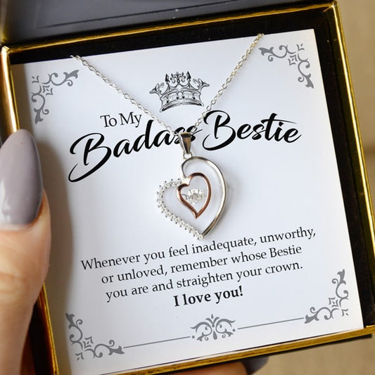 Bestie, Straighten Your Crown - Luxe Heart Necklace Gift Set