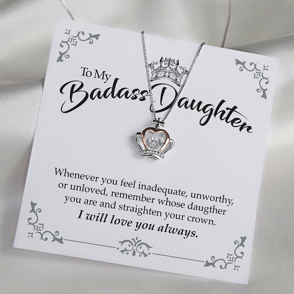 To My Badass Daughter - Luxe Crown Necklace Deluxe LED Box Gift Set