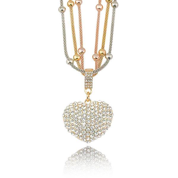 BUY 1 GET 1 FREE - Crystal Studded Heart Pendant Necklace + FREE Crystal Studded Heart Earrings