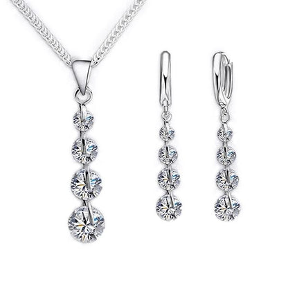 Classic Sparkle Crystal Necklace & Earrings Set