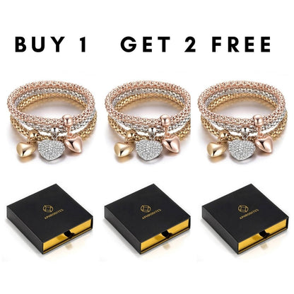 BUY 1, GET 2 FREE Solid Hearts Charm Bracelet Set
