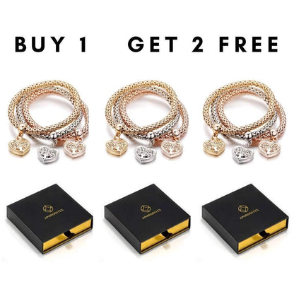 BUY 1, GET 2 FREE Solid Hearts Charm Bracelet Set