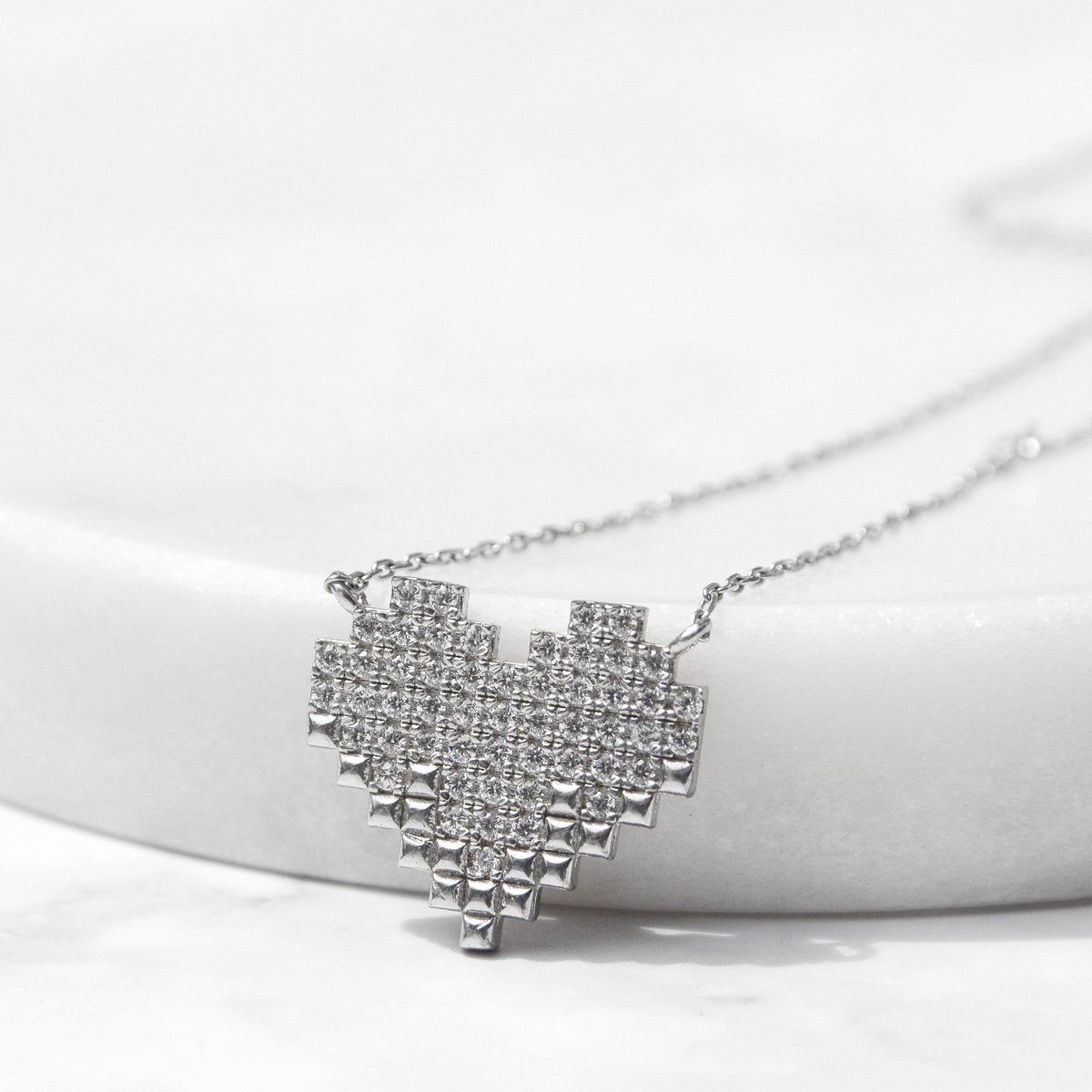 Favorite Notification - Pixelated Heart Pendant Necklace Gift Set