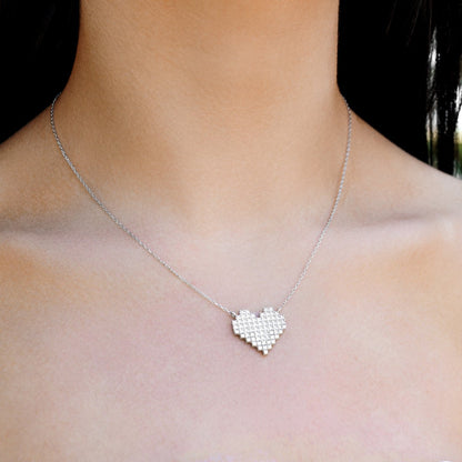 Promise to Love You - Sterling Silver Pixel Heart Necklace Gift Set