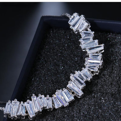 Hollywood Hoops Crystal Double Hoop Earrings, Baguette Ring and Adjustable Bracelet