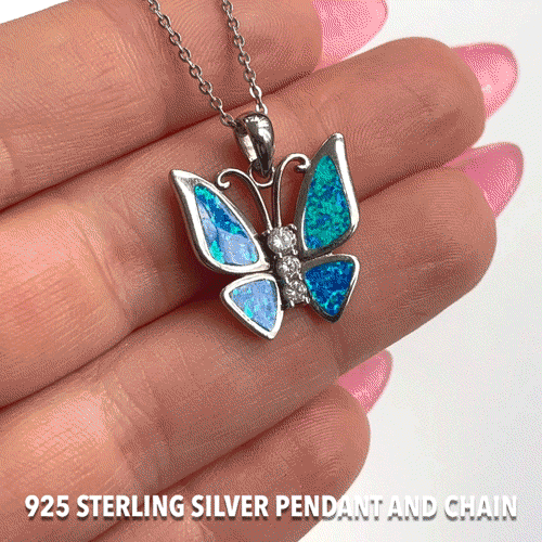 Be Like The Butterfly - Fire Opal Butterfly Necklace Gift Set