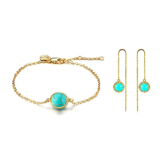 Golden Strand Turquoise Bracelet & Earrings