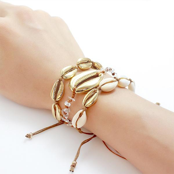 BUY 1 GET 2 FREE - Golden Seashells Bracelets Stack