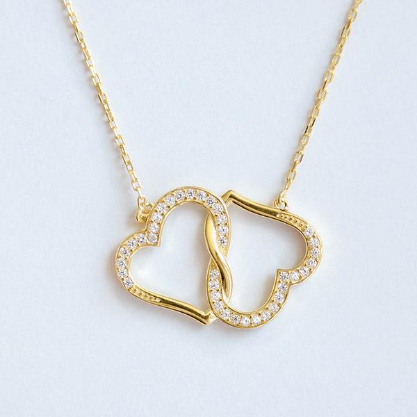 Sisters, Forever Friends Joined Hearts Pendant Necklace